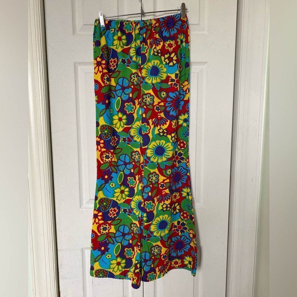 90s Does 70s Flower Power Funky Wide Legged Pants by Funny Fashion Brand